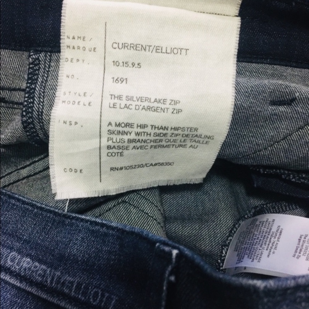 ~Current Elliott "The Silverlake Zip" Skinny Jeans Size 29 Sargent Destroy~ - Picture 10 of 14